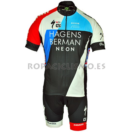 2018 Maillot Axeon Hagens Berman Tirantes Mangas Cortas Azul Neg